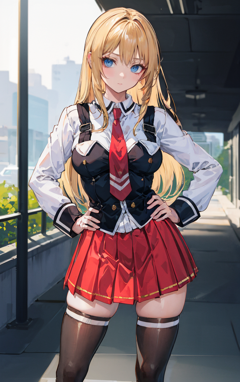 00376-cetusMix_Whalefall2-2024-03-05-((masterpiece, best quality)), insaneres, absurdres, solo, outdoors,__CLOTHING_BibleBlack_SchoolDress_ownwaifu, _ _1girl, blonde.png